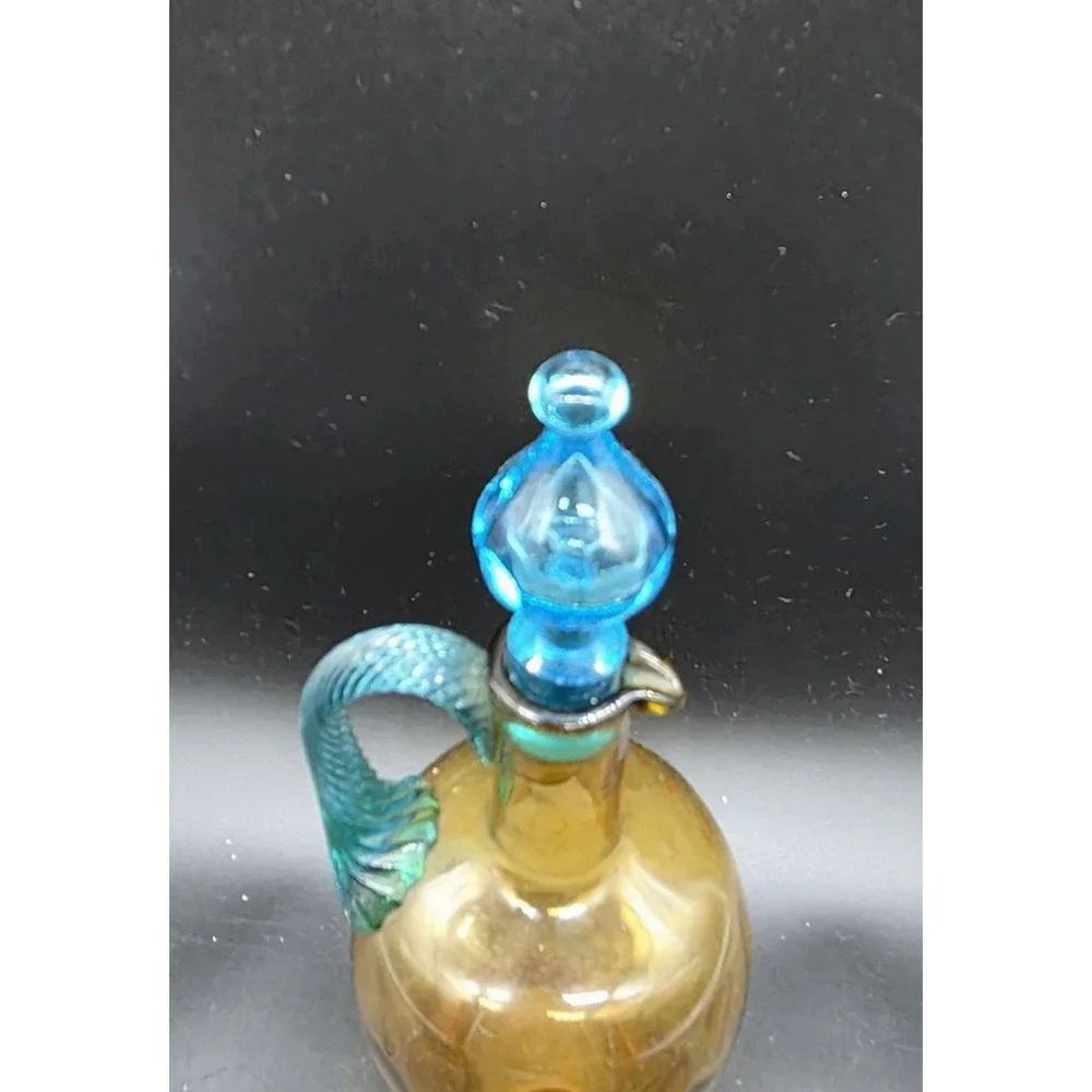 Vintage French George Sand Glass Thumbprint Cruet Pitcher Maganese UV Glow 9